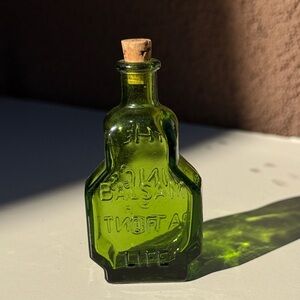 Vintage Wheaton BALSAM OF LIFE THE KING'S PATENT green glass bottle with cork